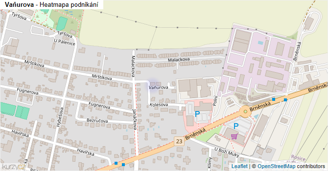Vaňurova - mapa podnikání