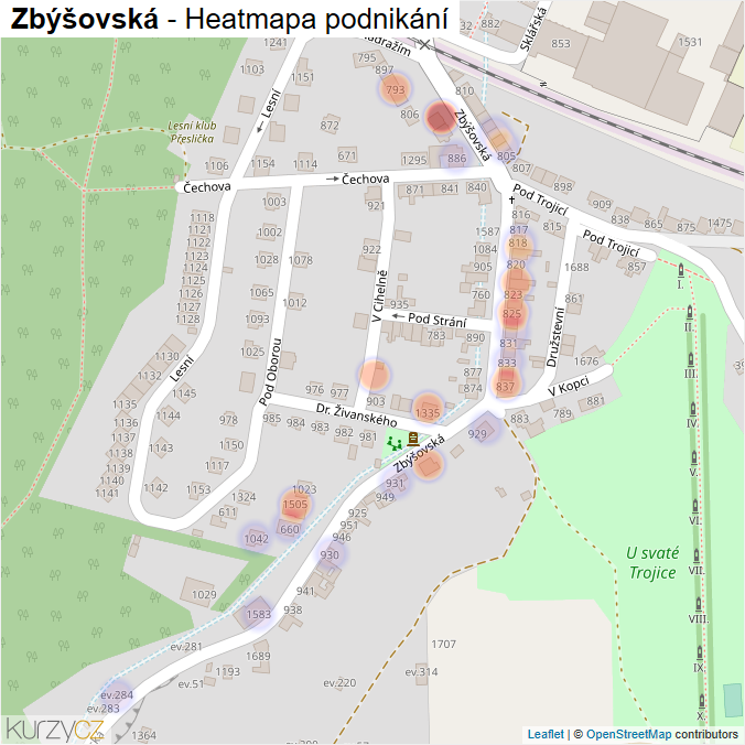 Mapa Zbýšovská - Firmy v ulici.