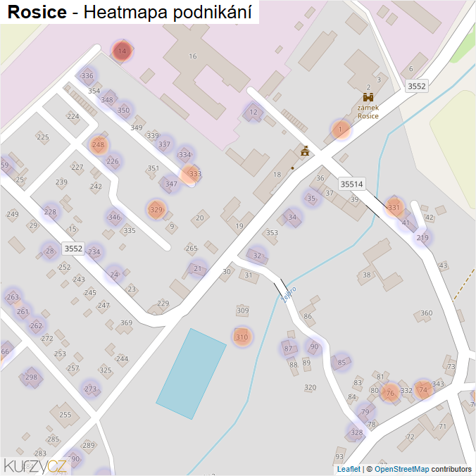 Mapa Rosice - Firmy v části obce.