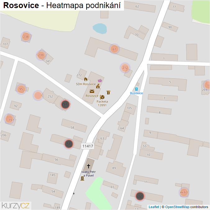 Mapa Rosovice - Firmy v obci.