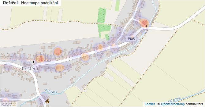 Roštění - mapa podnikání