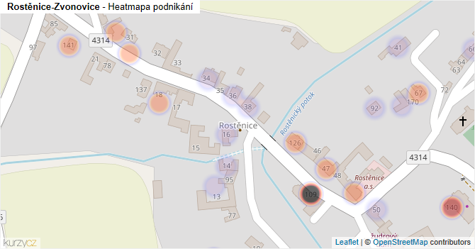 Rostěnice-Zvonovice - mapa podnikání