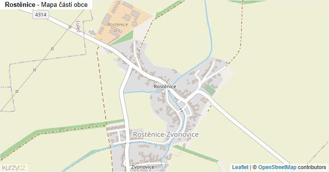 Rostěnice - mapa části obce