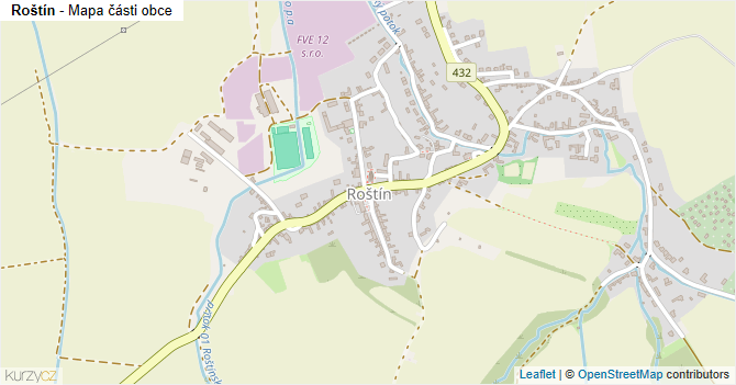 Roštín - mapa části obce