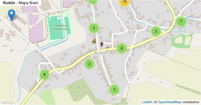 Roštín - mapa firem