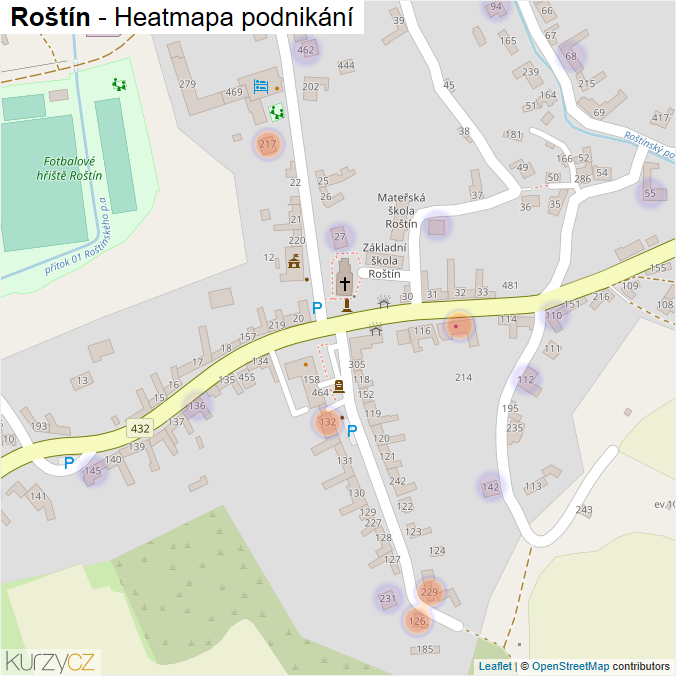 Mapa Roštín - Firmy v části obce.