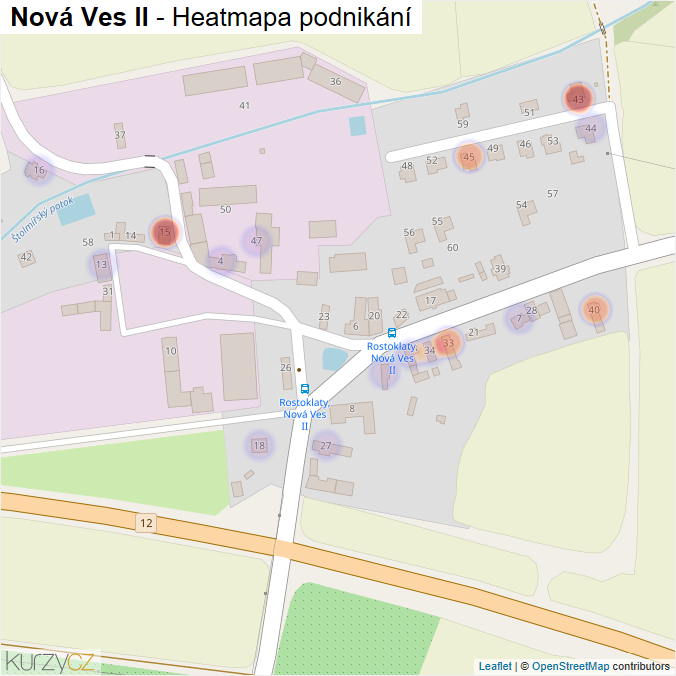 Mapa Nová Ves II - Firmy v části obce.