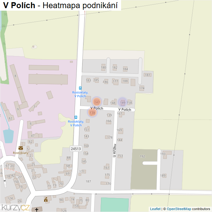 Mapa V Polích - Firmy v ulici.