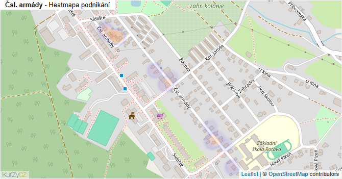 Čsl. armády - mapa podnikání