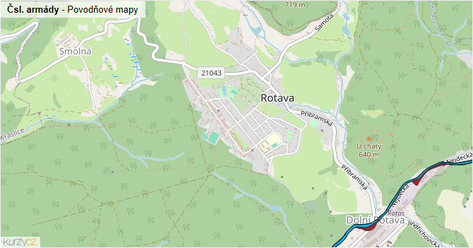 Čsl. armády - záplavové mapy stoleté vody