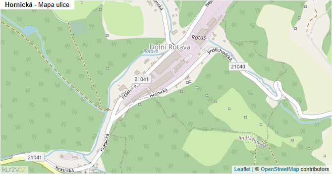 Hornická - mapa ulice