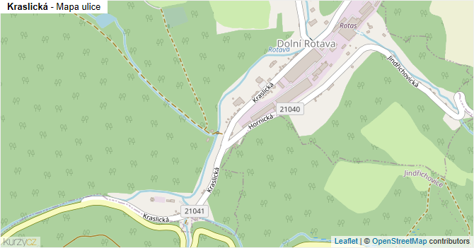 Kraslická - mapa ulice