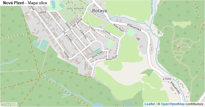 Nová Plzeň - mapa ulice