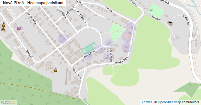 Nová Plzeň - mapa podnikání