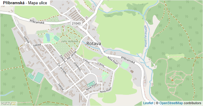 Příbramská - mapa ulice