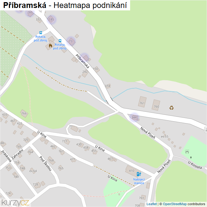 Mapa Příbramská - Firmy v ulici.