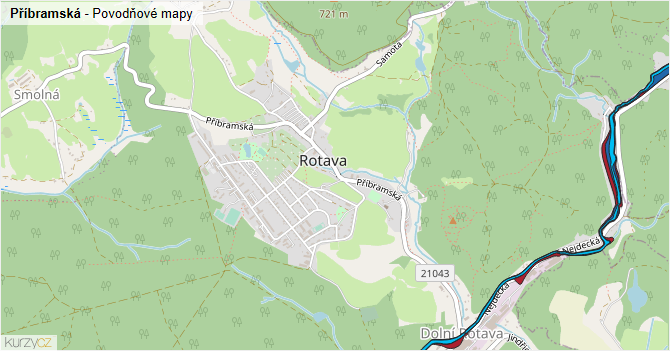 Příbramská - záplavové mapy stoleté vody