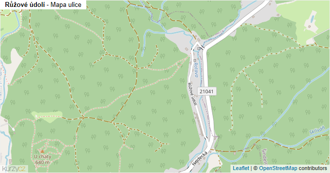 Růžové údolí - mapa ulice