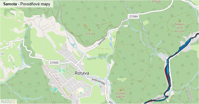 Samota - záplavové mapy stoleté vody
