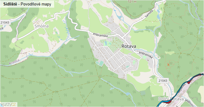 Sídliště - záplavové mapy stoleté vody