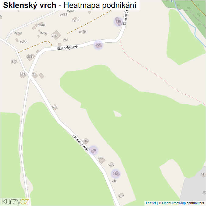 Mapa Sklenský vrch - Firmy v ulici.