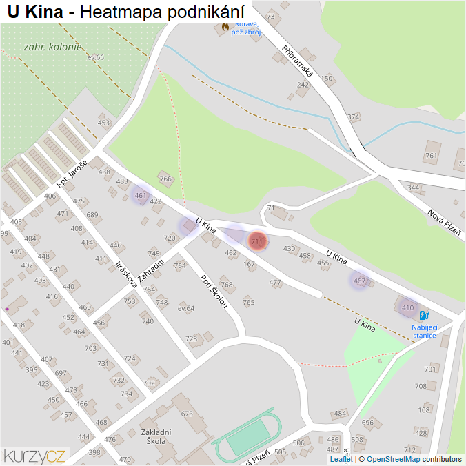 Mapa U Kina - Firmy v ulici.