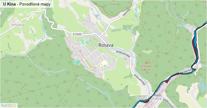U Kina - záplavové mapy stoleté vody