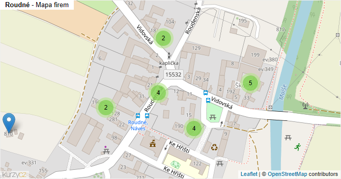 Roudné - mapa firem