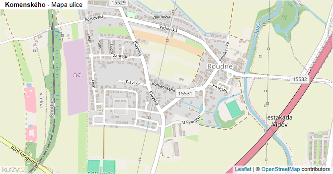 Komenského - mapa ulice