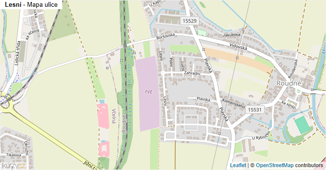 Lesní - mapa ulice
