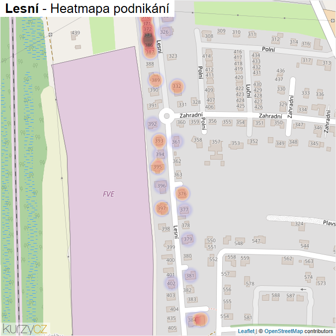 Mapa Lesní - Firmy v ulici.