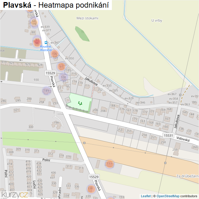 Mapa Plavská - Firmy v ulici.
