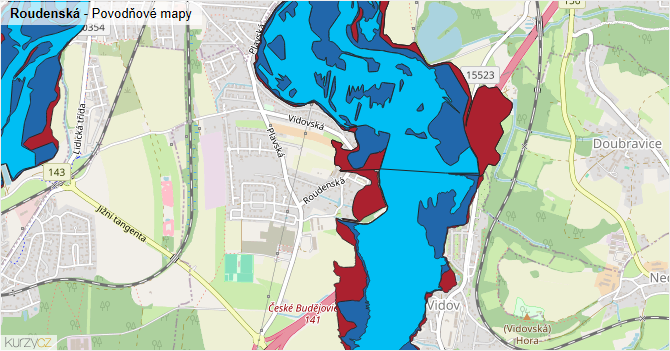 Roudenská - záplavové mapy stoleté vody