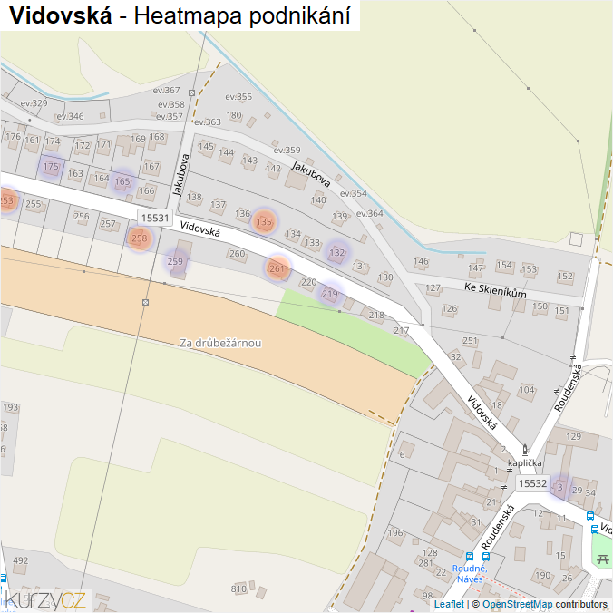 Mapa Vidovská - Firmy v ulici.