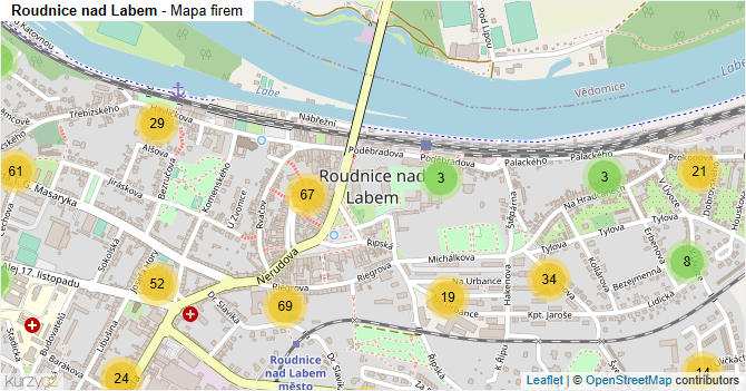 Roudnice nad Labem - mapa firem