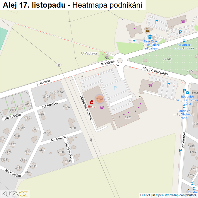 Mapa Alej 17. listopadu - Firmy v ulici.