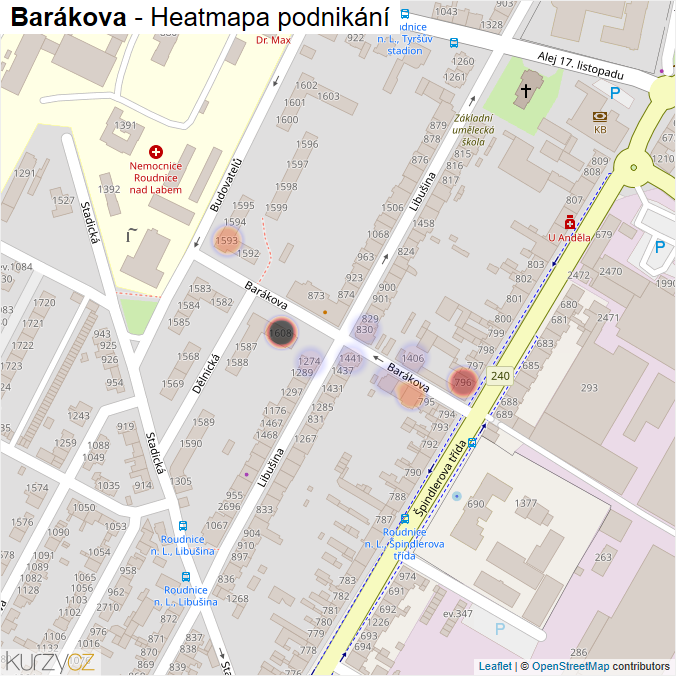 Mapa Barákova - Firmy v ulici.
