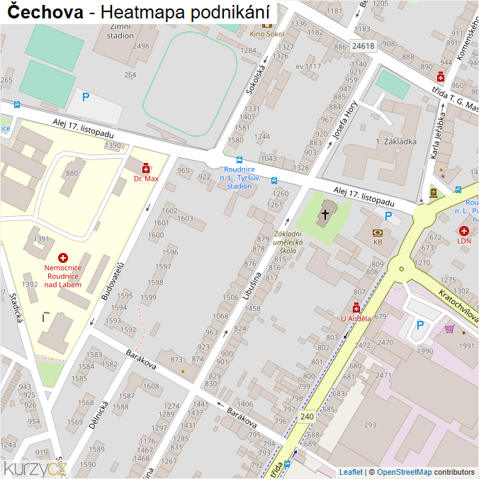 Mapa Čechova - Firmy v ulici.