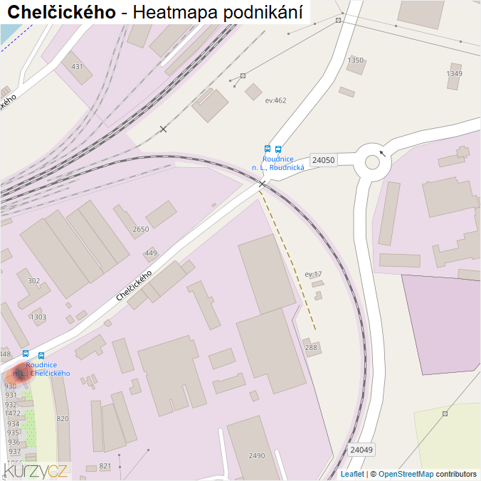 Mapa Chelčického - Firmy v ulici.