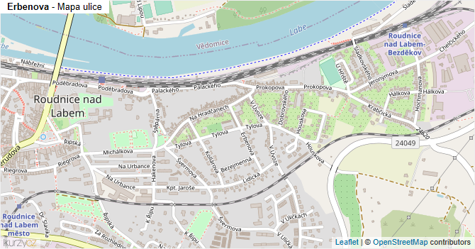 Erbenova - mapa ulice