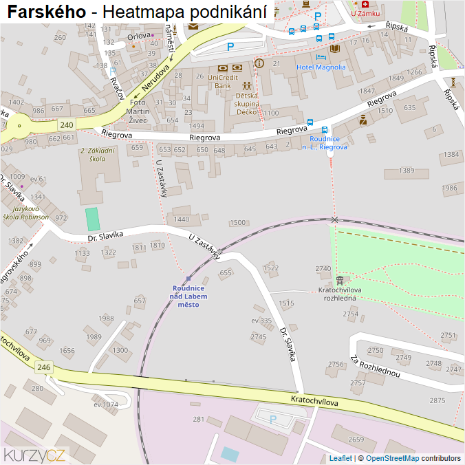 Mapa Farského - Firmy v ulici.