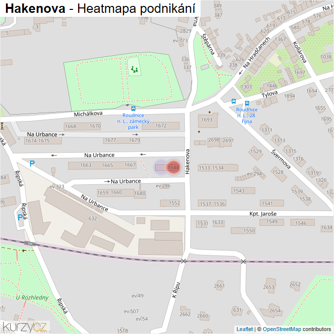 Mapa Hakenova - Firmy v ulici.