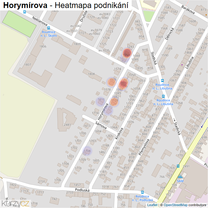 Mapa Horymírova - Firmy v ulici.