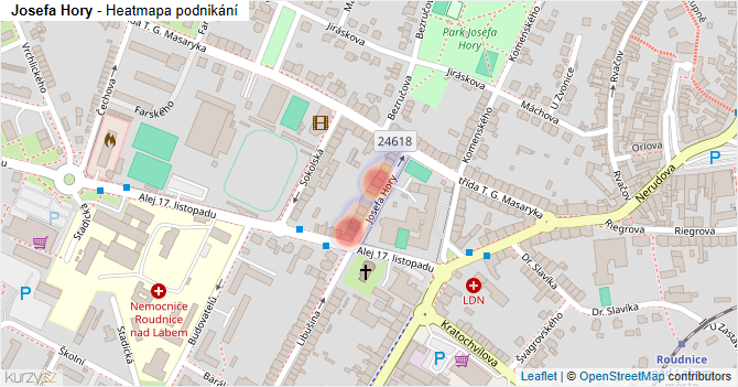 Josefa Hory - mapa podnikání
