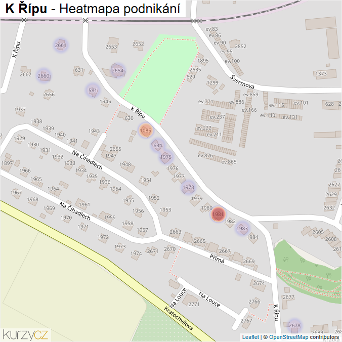 Mapa K Řípu - Firmy v ulici.