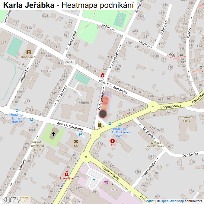 Mapa Karla Jeřábka - Firmy v ulici.