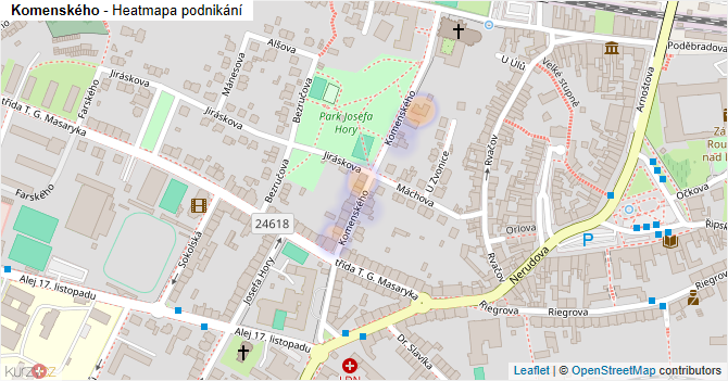 Komenského - mapa podnikání