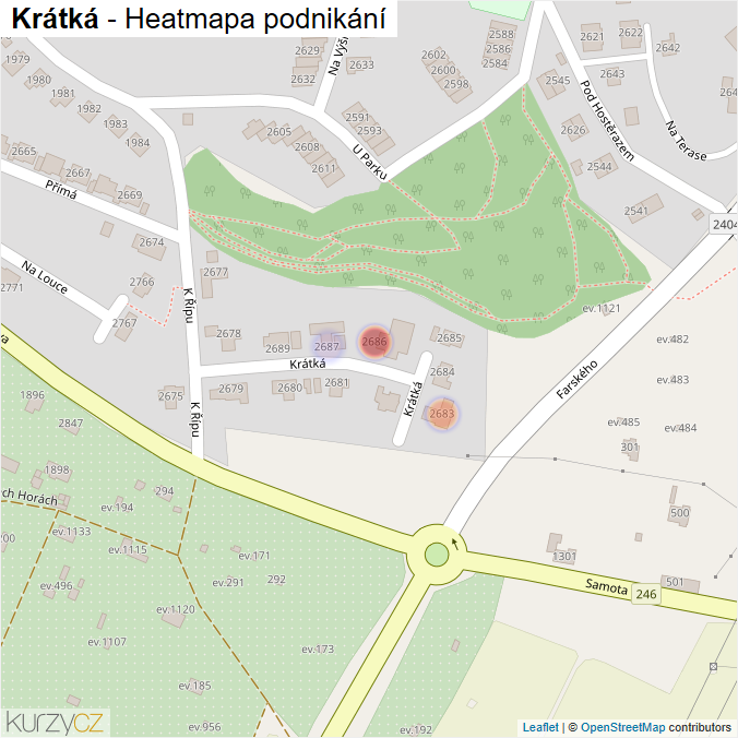 Mapa Krátká - Firmy v ulici.