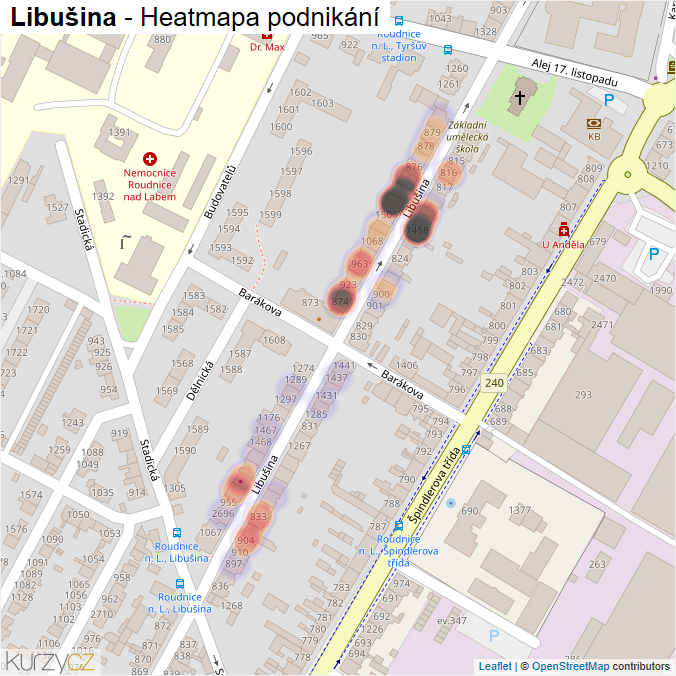 Mapa Libušina - Firmy v ulici.