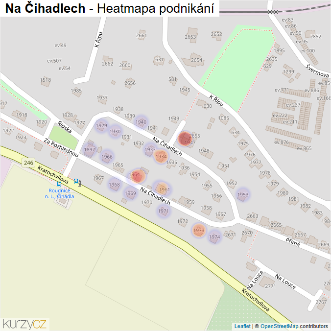 Mapa Na Čihadlech - Firmy v ulici.